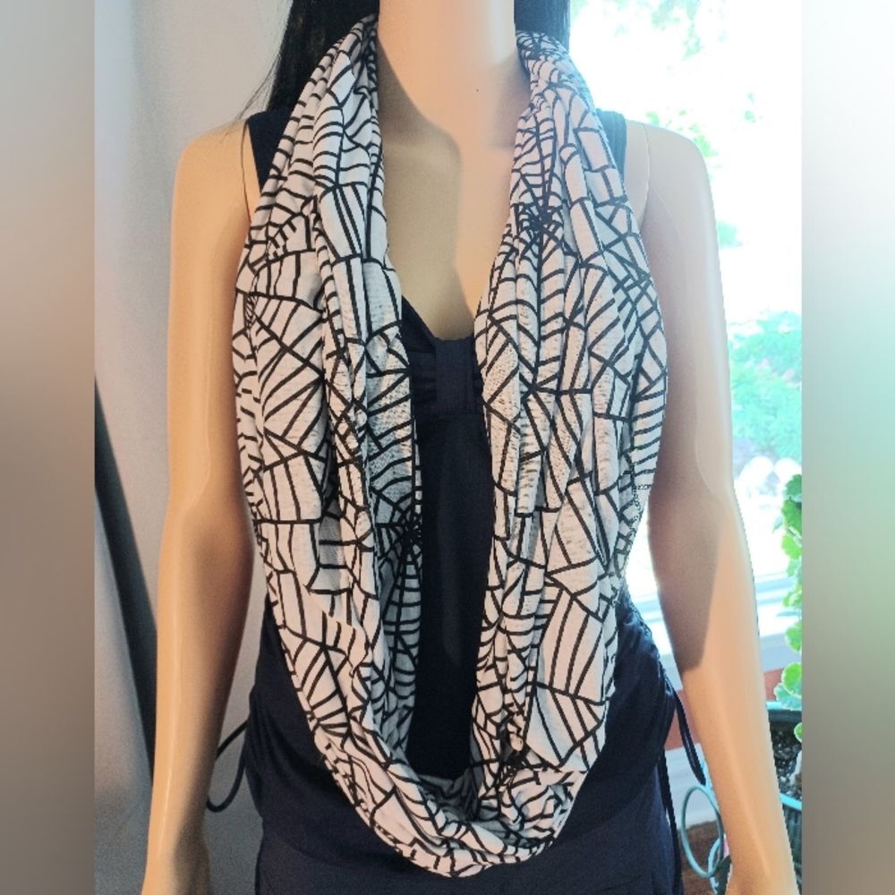 Spider Web Black & White Infinity Scarf